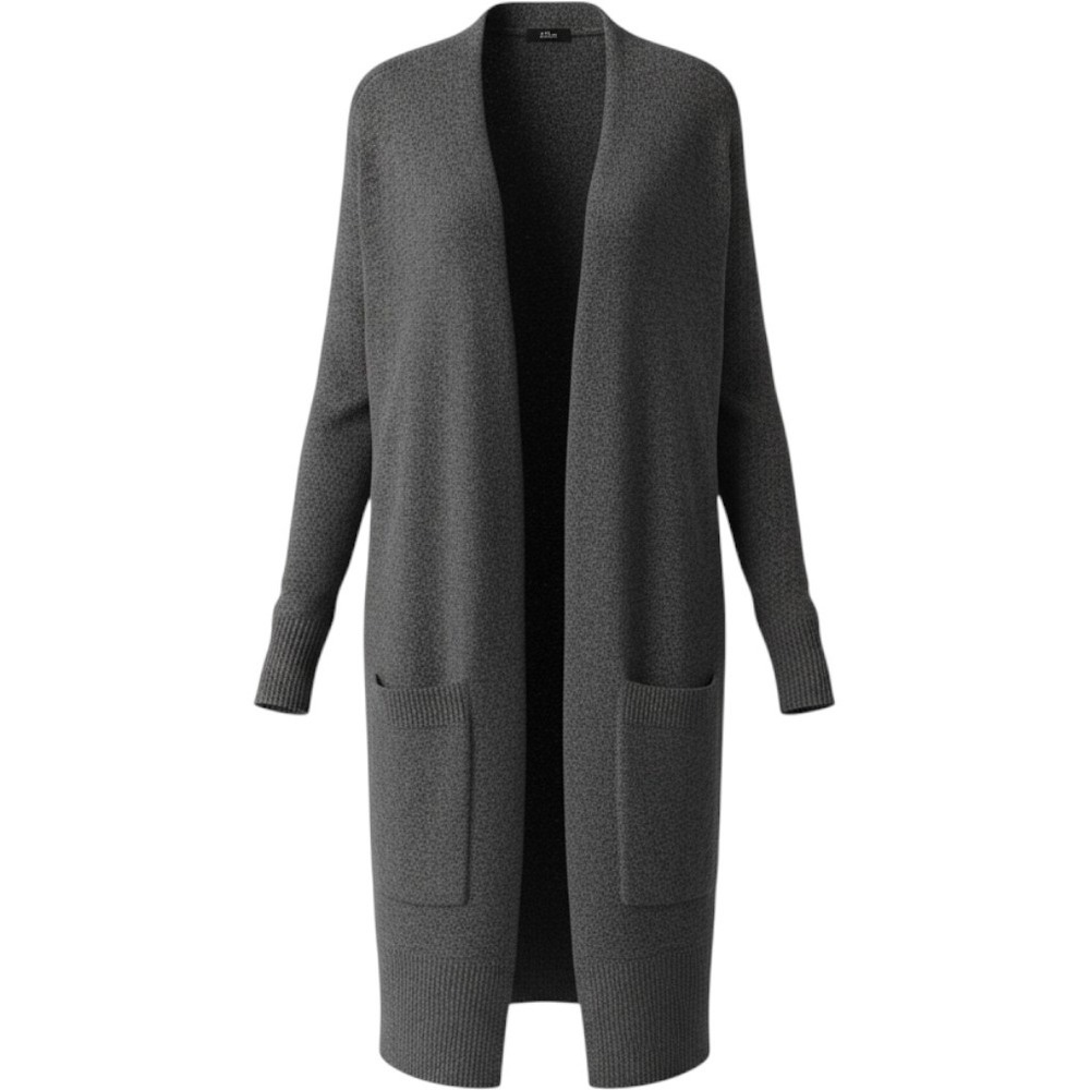 ana A New Approach Womens XXL Charcoal Grey Open Front Longline Cardigan Sweater